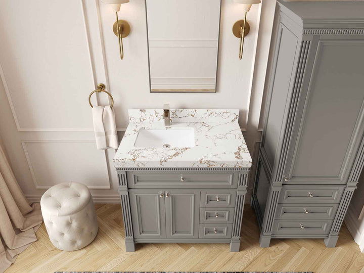 Paris 36 in. W x 22 in. D Left Offset Sink Bathroom Vanity - photo 37