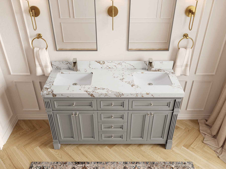 Paris 60 in. W x 22 in. D Double Sink Bathroom Vanity - photo 37