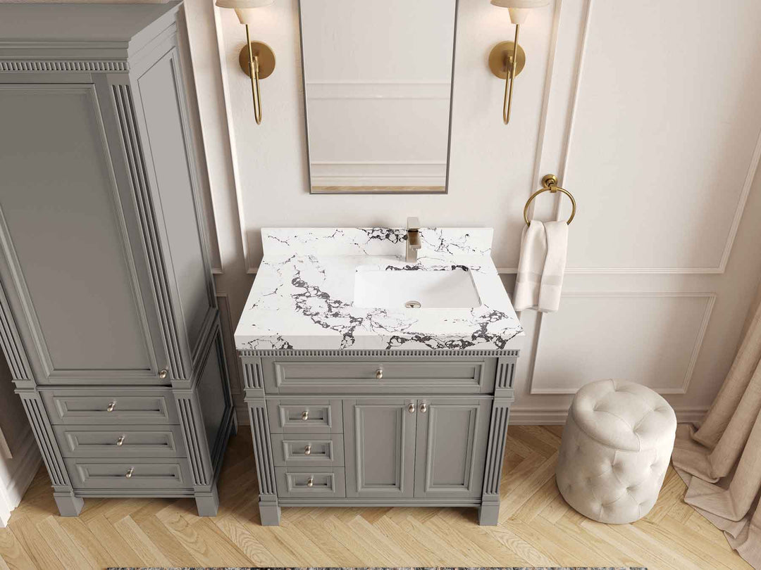 Paris 36 in. W x 22 in. D Right Offset Sink Bathroom Vanity