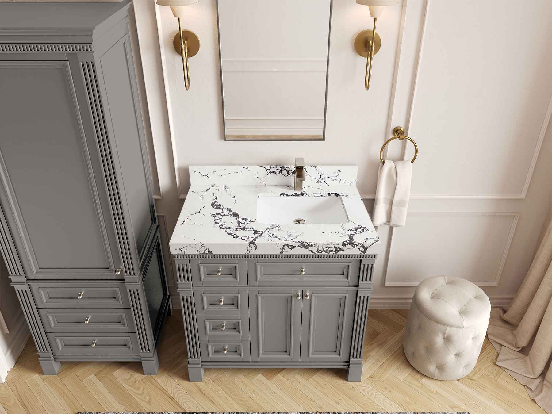 Paris 36 in. W x 22 in. D Right Offset Sink Bathroom Vanity