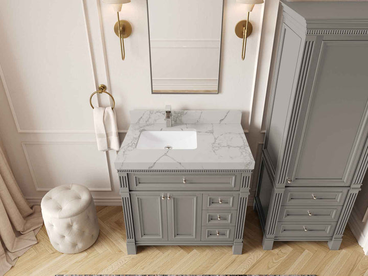 Paris 36 in. W x 22 in. D Left Offset Sink Bathroom Vanity - photo 41