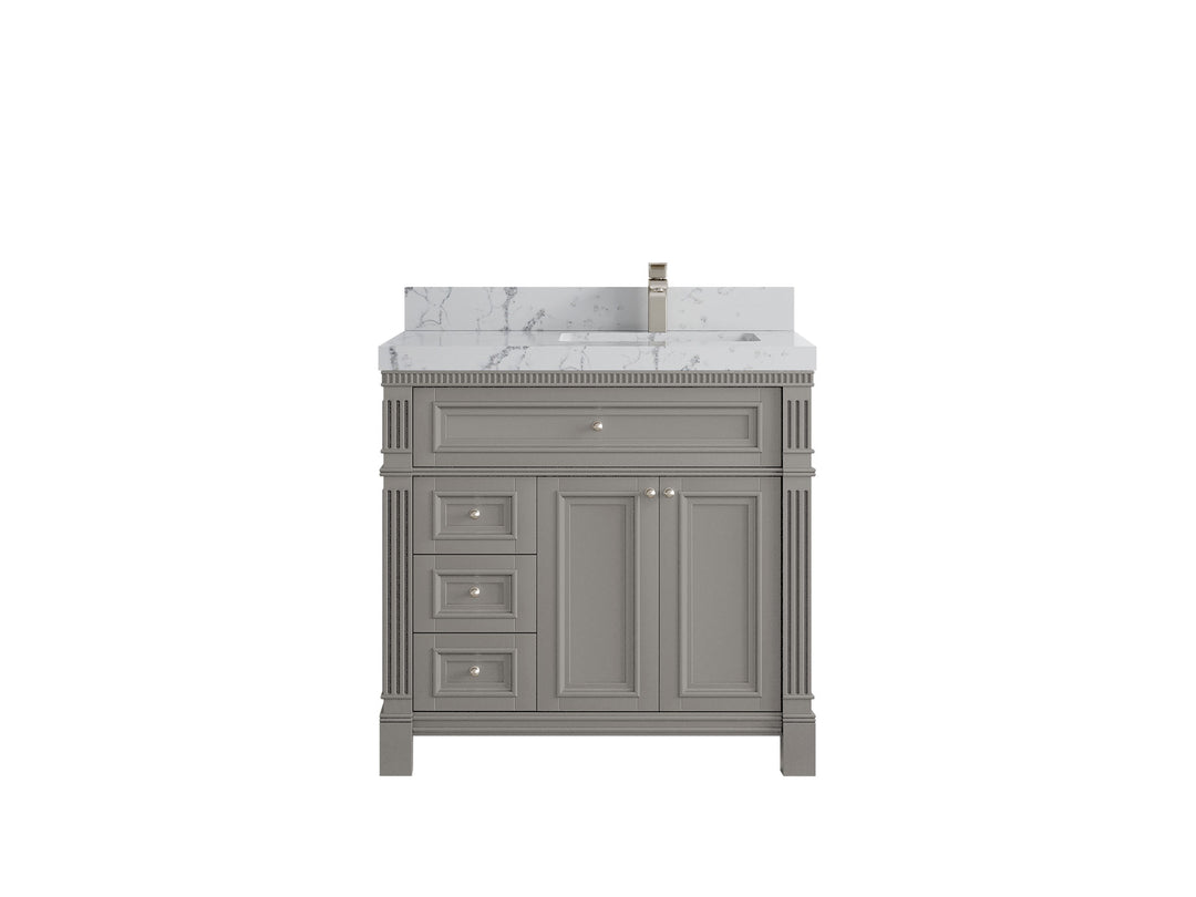Paris 36 in. W x 22 in. D Right Offset Sink Bathroom Vanity