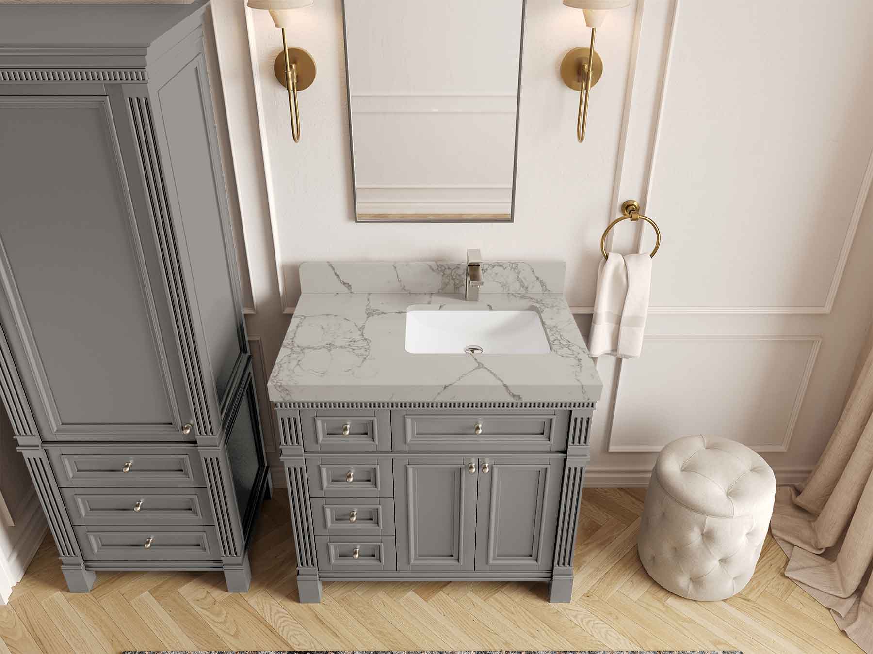 Paris 36 in. W x 22 in. D Right Offset Sink Bathroom Vanity