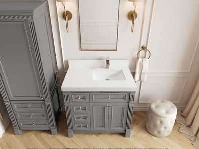 Paris 36 in. W x 22 in. D Right Offset Sink Bathroom Vanity