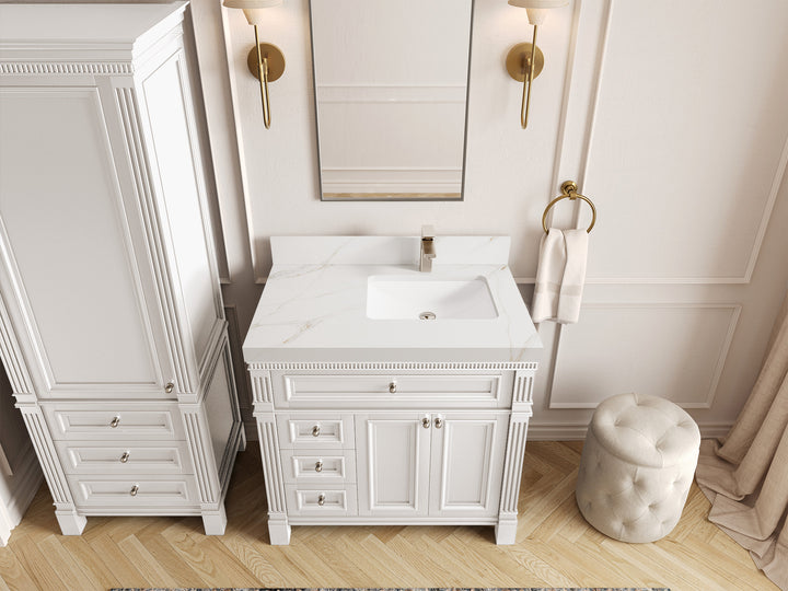 Paris 36 in. W x 22 in. D Right Offset Sink Bathroom Vanity - photo 21