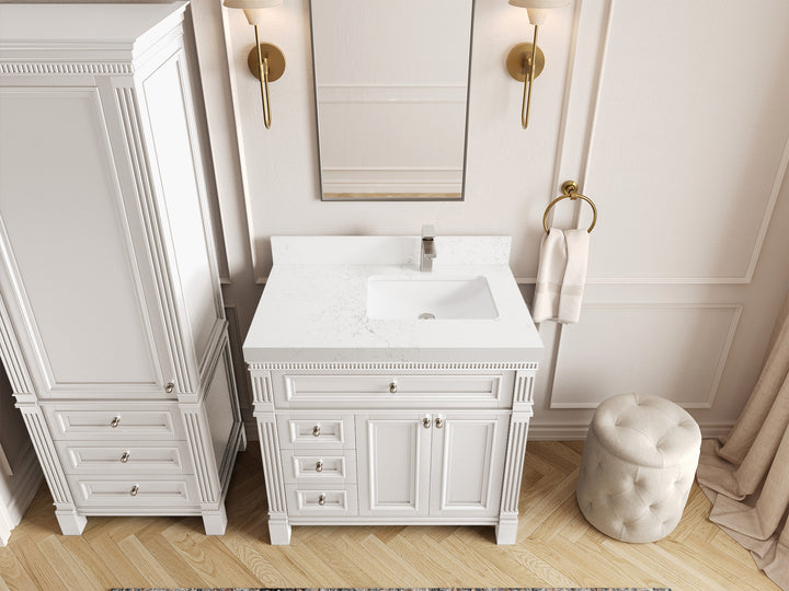 Paris 36 in. W x 22 in. D Right Offset Sink Bathroom Vanity - photo 29
