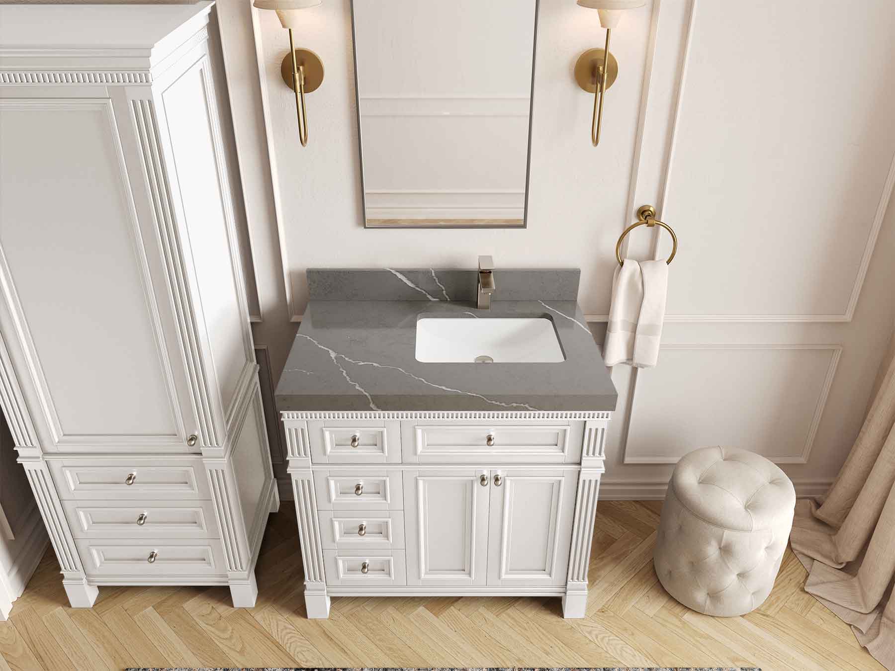 Paris 36 in. W x 22 in. D Right Offset Sink Bathroom Vanity