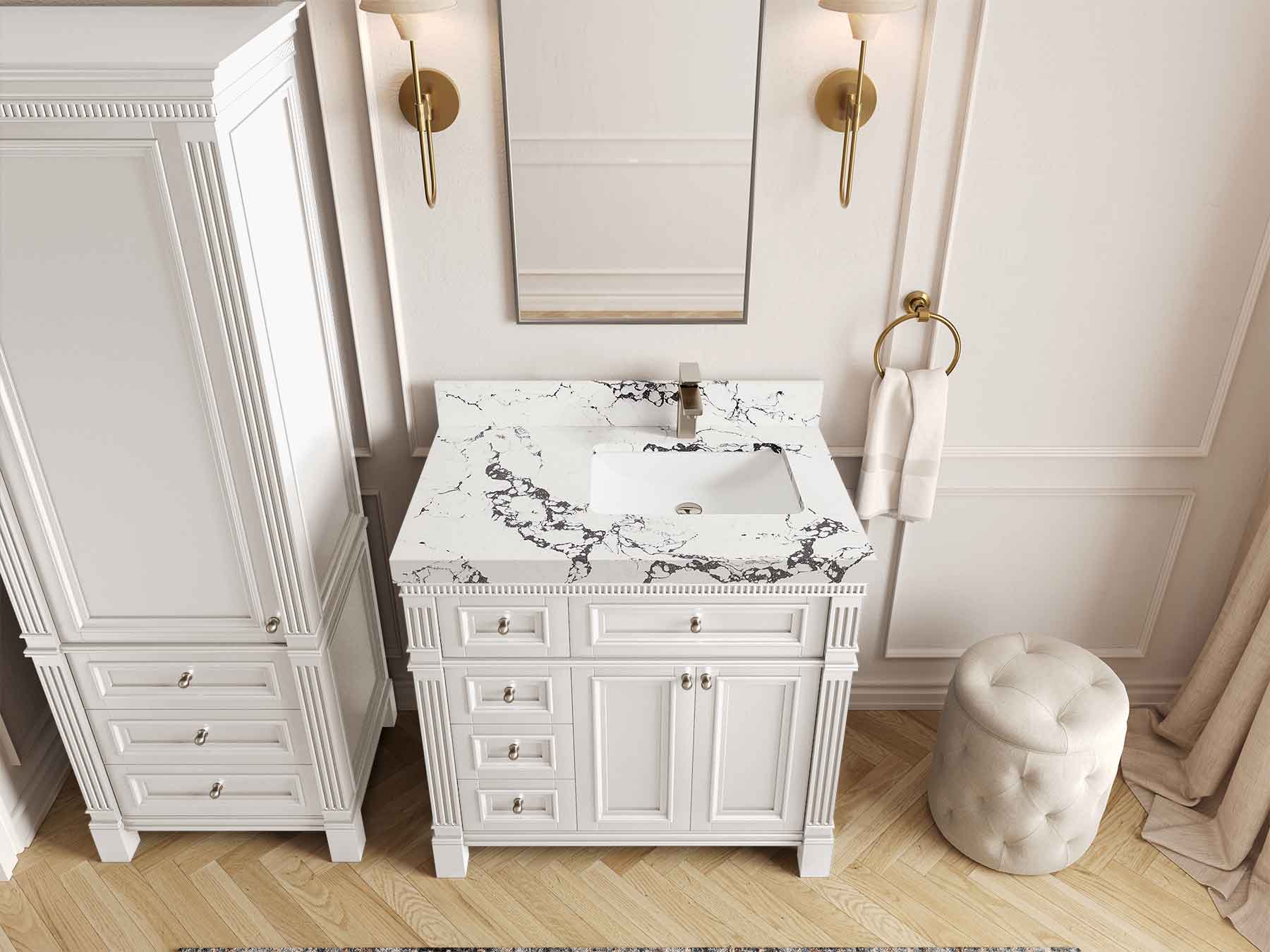 Paris 36 in. W x 22 in. D Right Offset Sink Bathroom Vanity