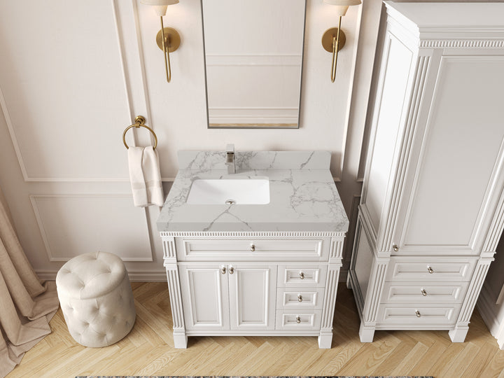 Paris 36 in. W x 22 in. D Left Offset Sink Bathroom Vanity - photo 41
