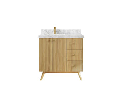 Pasadena Teak Wood 36 in. W x 22 in. D Left Offset Sink Bathroom Vanity - photo 10