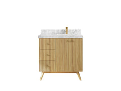 Pasadena Teak Wood 36 in. W x 22 in. D Right Offset Sink Bathroom Vanity - photo 10