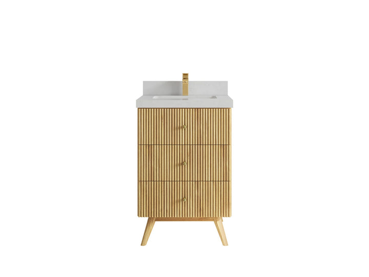 Pasadena Teak Wood 24 in. W x 22 in. D Single Sink Bathroom Vanity - photo 14