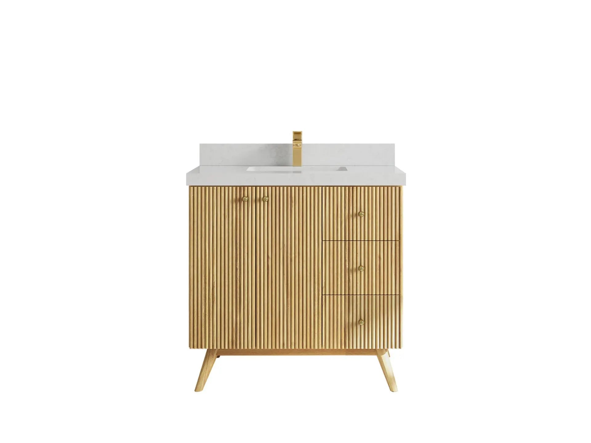Pasadena Teak Wood 36 in. W x 22 in. D Center Sink Bathroom Vanity