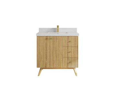 Pasadena Teak Wood 36 in. W x 22 in. D Center Sink Bathroom Vanity
