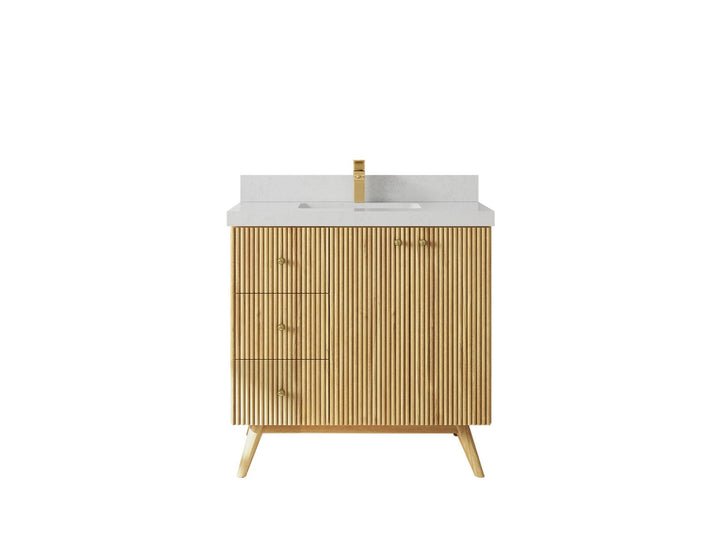 Pasadena Teak Wood 36 in. W x 22 in D Center Sink Bathroom Vanity - photo 12