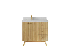 Pasadena Teak Wood 36 in. W x 22 in. D Left Offset Sink Bathroom Vanity - photo 12