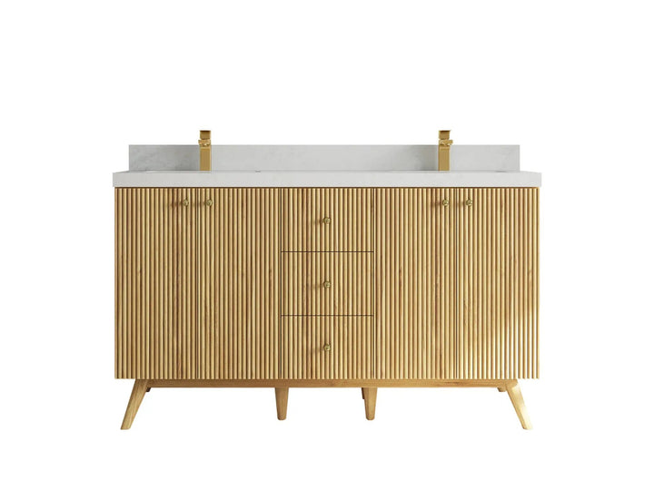 Pasadena Teak Wood 60 in. W x 22 in. D Double Sink Bathroom Vanity - photo 12