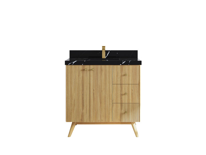 Pasadena Teak Wood 36 in. W x 22 in. D Center Sink Bathroom Vanity - photo 11