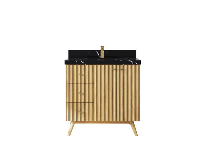 Pasadena Teak Wood 36 in. W x 22 in D Center Sink Bathroom Vanity - photo 7