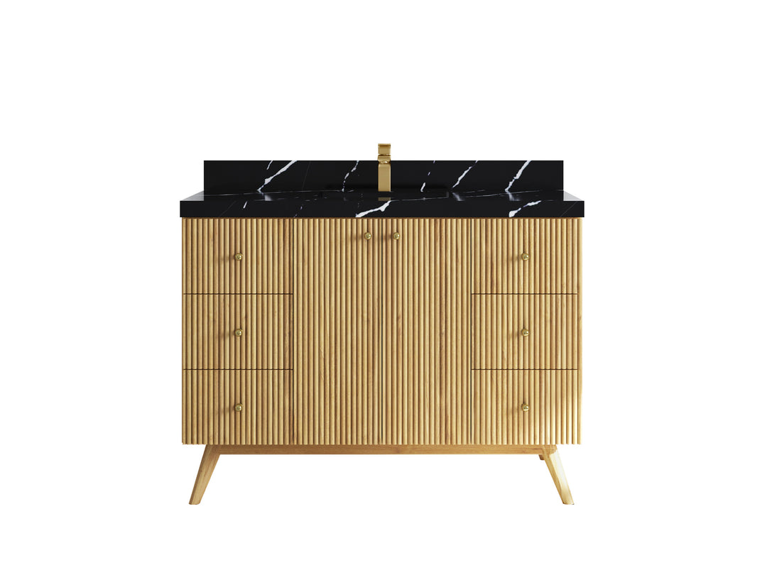 Pasadena Teak Wood 48 in. W x 22 in. D Single Sink Bathroom Vanity