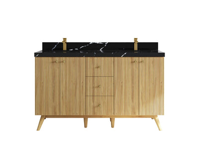 Pasadena Teak Wood 60 in. W x 22 in. D Double Sink Bathroom Vanity