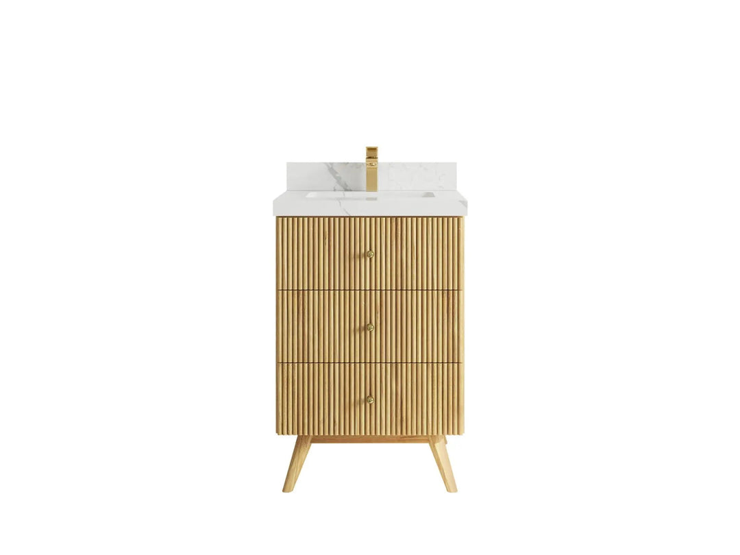 Pasadena Teak Wood 24 in. W x 22 in. D Single Sink Bathroom Vanity