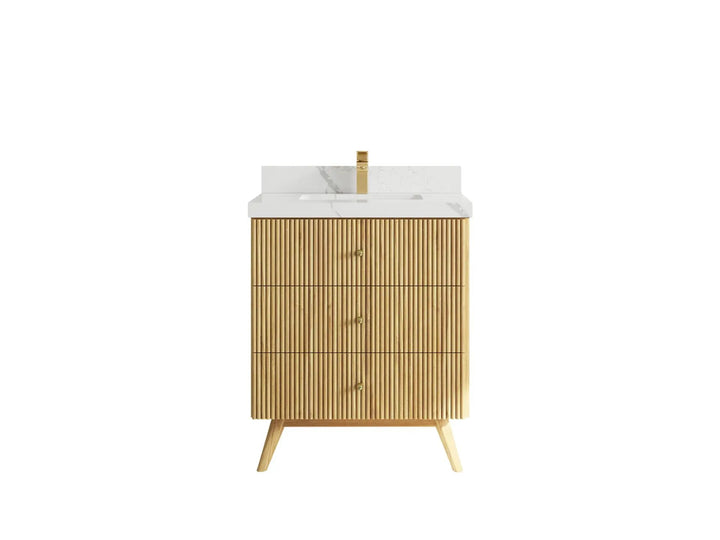 Pasadena Teak Wood 30 in. W x 22 in. D Single Sink Bathroom Vanity - photo 12