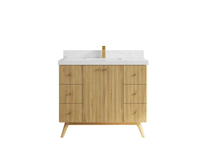 Pasadena Teak Wood 42 in. W x 22 in. D Single Sink Bathroom Vanity - photo 7