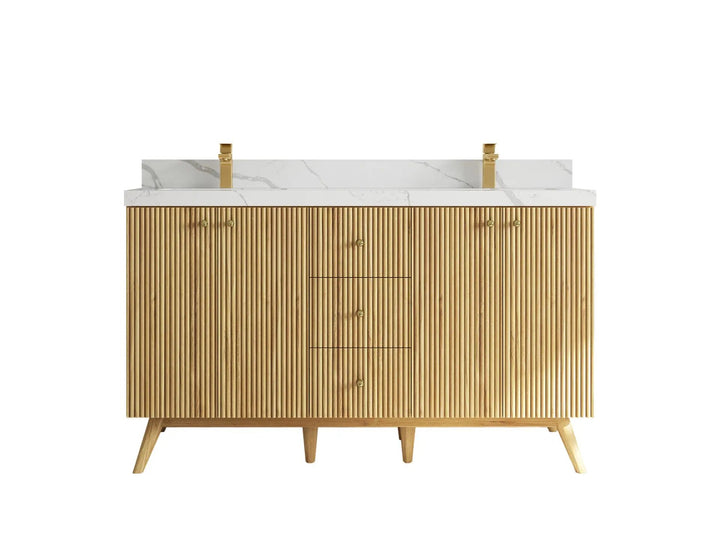 Pasadena Teak Wood 60 in. W x 22 in. D Double Sink Bathroom Vanity - photo 7