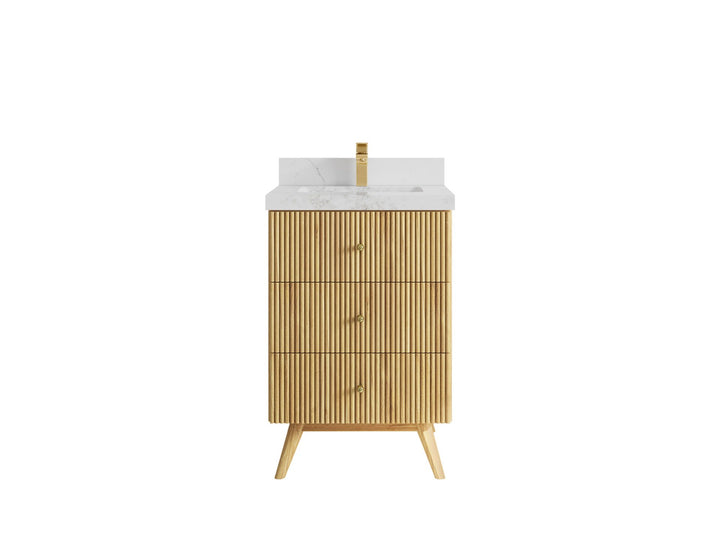 Pasadena Teak Wood 24 in. W x 22 in. D Single Sink Bathroom Vanity - photo 10