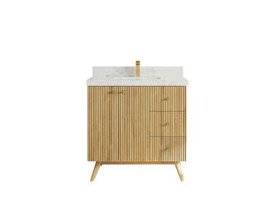 Pasadena Teak Wood 36 in. W x 22 in. D Center Sink Bathroom Vanity