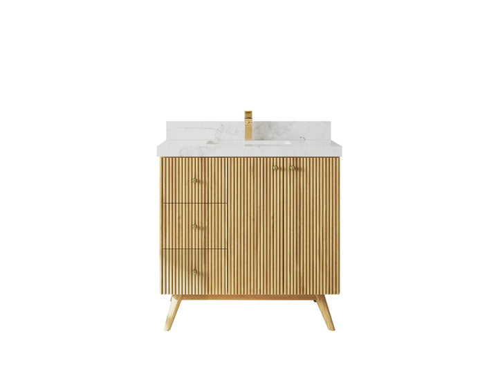 Pasadena Teak Wood 36 in. W x 22 in D Center Sink Bathroom Vanity - photo 8