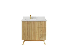 Pasadena Teak Wood 36 in. W x 22 in. D Left Offset Sink Bathroom Vanity - photo 9