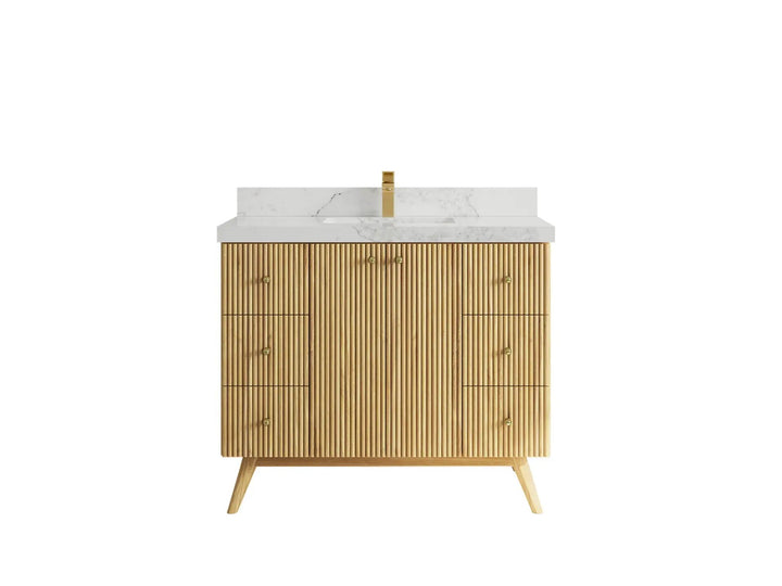 Pasadena Teak Wood 42 in. W x 22 in. D Single Sink Bathroom Vanity - photo 9