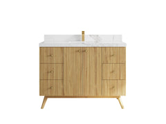 Pasadena Teak Wood 48 in. W x 22 in. D Single Sink Bathroom Vanity - photo 9