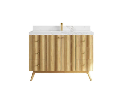 Pasadena Teak Wood 48 in. W x 22 in. D Single Sink Bathroom Vanity