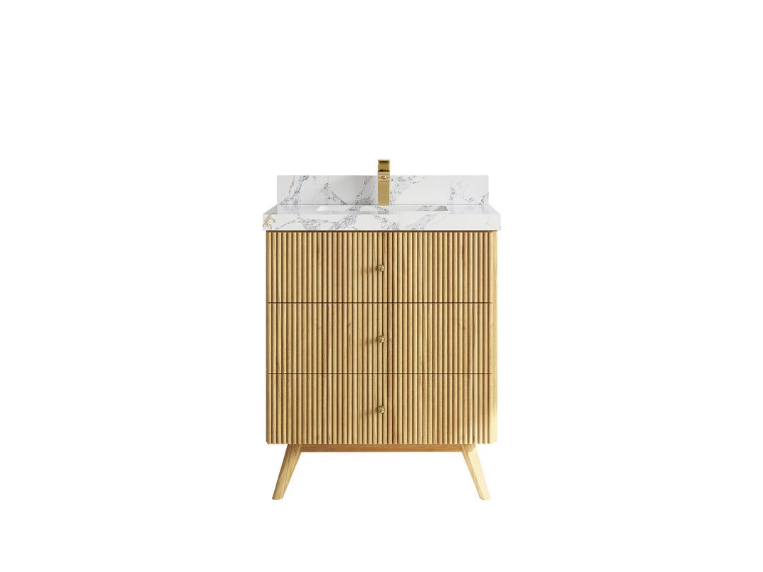 Pasadena Teak Wood 30 in. W x 22 in. D Single Sink Bathroom Vanity