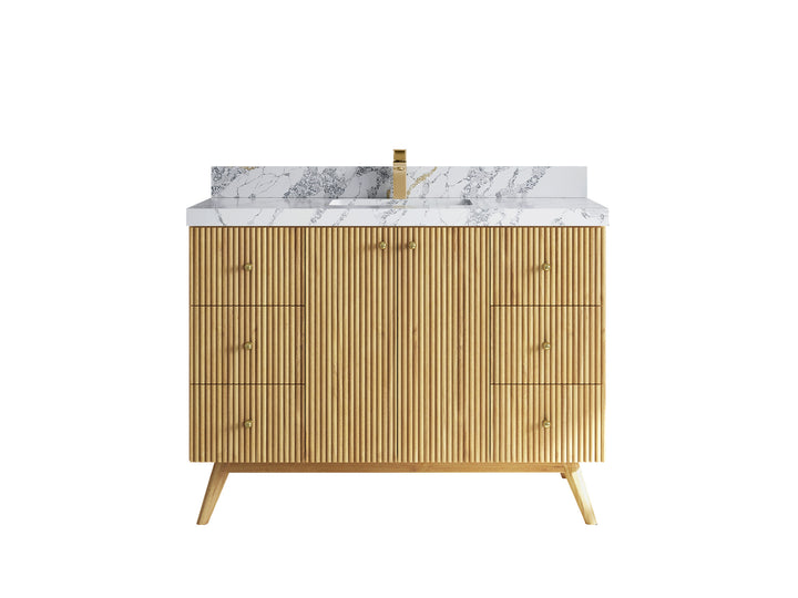 Pasadena Teak Wood 48 in. W x 22 in. D Single Sink Bathroom Vanity - photo 22