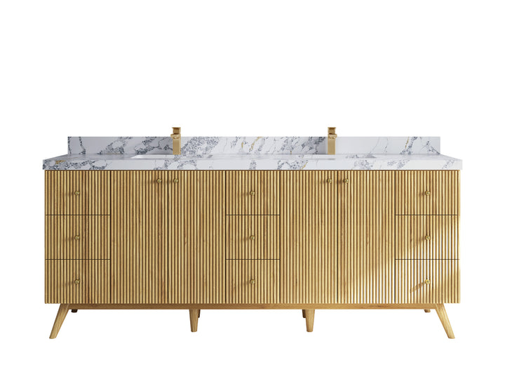 Pasadena Teak Wood 84 in. W x 22 in. D Double Sink Bathroom Vanity - photo 20