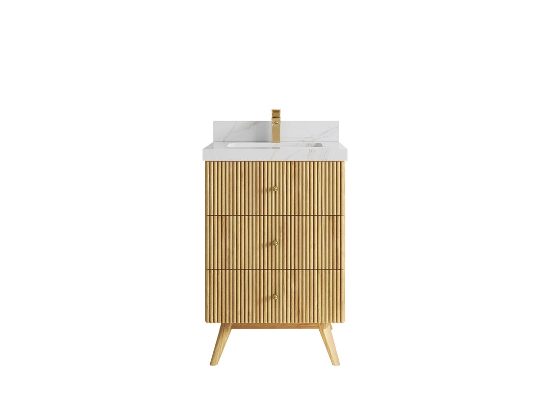 Pasadena Teak Wood 24 in. W x 22 in. D Single Sink Bathroom Vanity