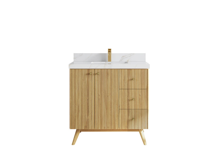 Pasadena Teak Wood 36 in. W x 22 in. D Center Sink Bathroom Vanity - photo 24