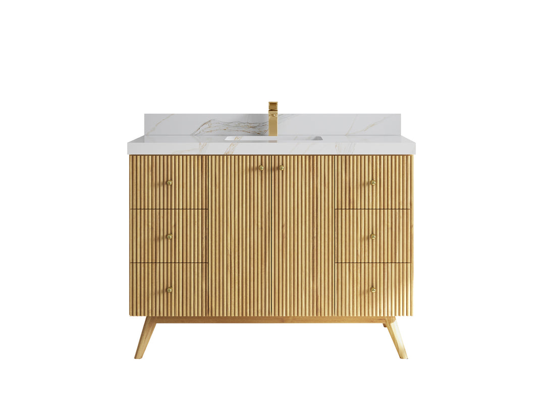 Pasadena Teak Wood 48 in. W x 22 in. D Single Sink Bathroom Vanity