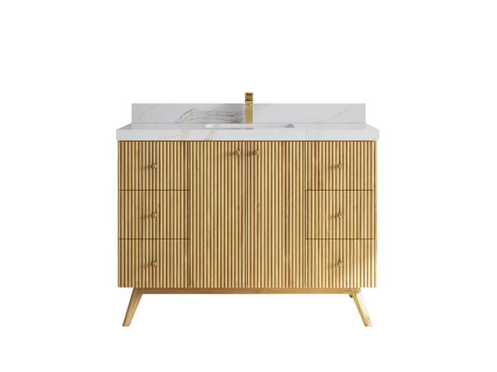 Pasadena Teak Wood 48 in. W x 22 in. D Single Sink Bathroom Vanity - photo 23