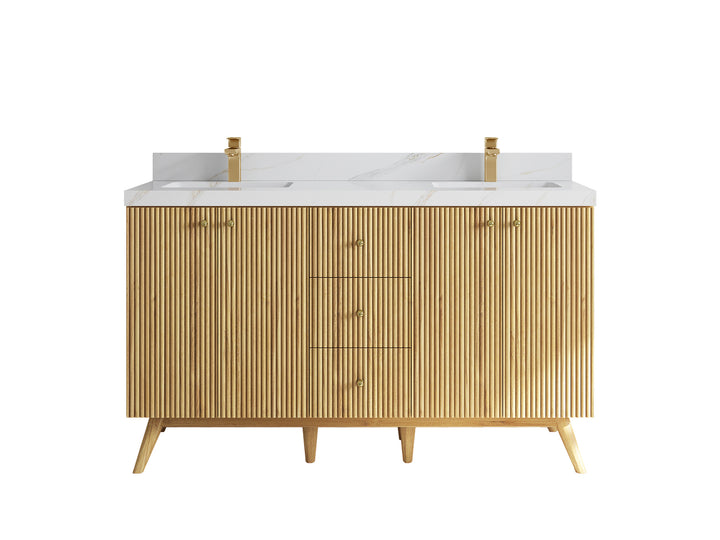 Pasadena Teak Wood 60 in. W x 22 in. D Double Sink Bathroom Vanity - photo 19