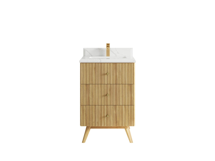 Pasadena Teak Wood 24 in. W x 22 in. D Single Sink Bathroom Vanity - photo 15