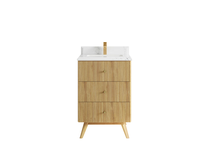 Pasadena Teak Wood 24 in. W x 22 in. D Single Sink Bathroom Vanity - photo 11