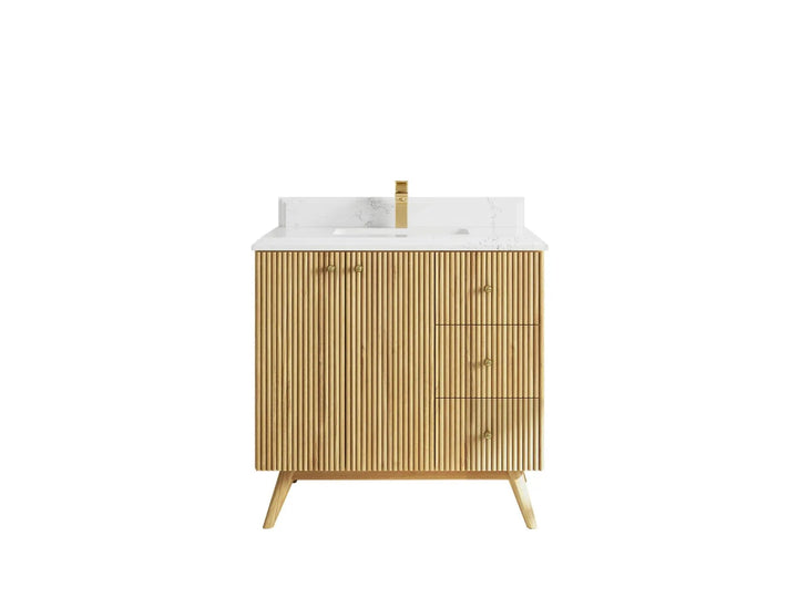 Pasadena Teak Wood 36 in. W x 22 in. D Center Sink Bathroom Vanity - photo 18