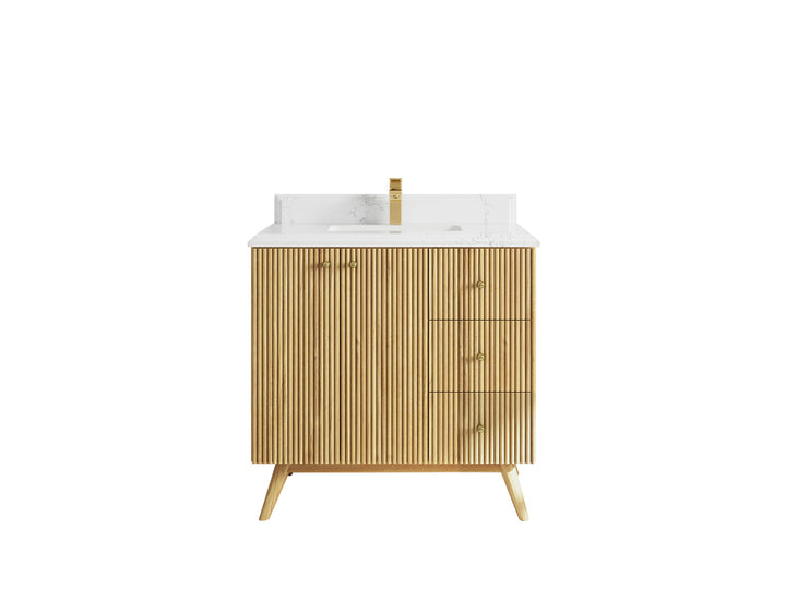 Pasadena Teak Wood 36 in. W x 22 in. D Center Sink Bathroom Vanity - photo 25