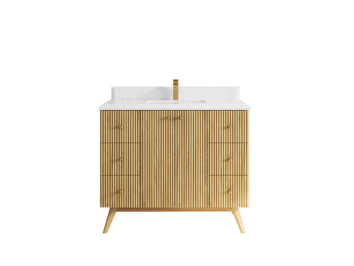 Pasadena Teak Wood 42 in. W x 22 in. D Single Sink Bathroom Vanity - photo 25