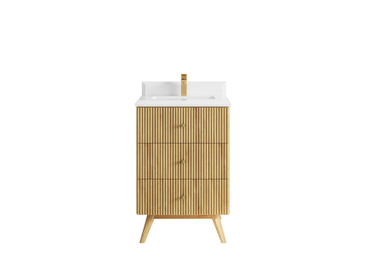 Pasadena Teak Wood 24 in. W x 22 in. D Single Sink Bathroom Vanity - photo 16